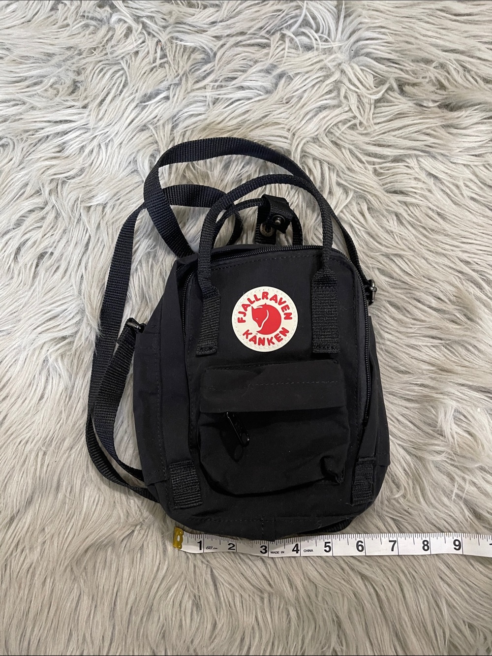 Fjallraven Black Mini Kånken Belt/Shoulder Bag with Red Logo - Picture 6 of 7